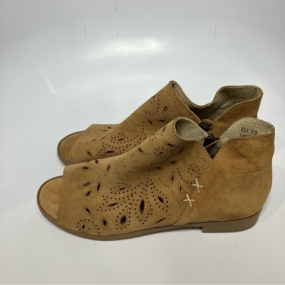 Coolway Nelia open toe laser cut booties tan leather size 39 - Picture 6 of 10
